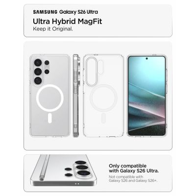 6. Etui Spigen Ultra Hybrid Mag MagSafe na Samsung Galaxy S26 Ultra - przezroczysto-białe