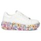 3. Skórzane półbuty sneakersy na platformie w kwiaty białe Filippo DP7507