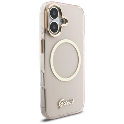 4. Etui Guess IML Script Metal MagSafe do iPhone 17 - różowe