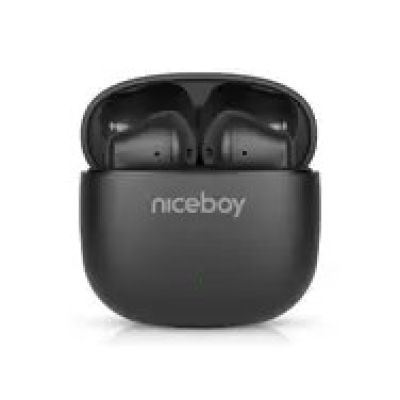 Niceboy Beans 4 POP czarne / Słuchawki bezprzewodowe z mikrofonem / Bluetooth 5.4 / IPX4 / etui ładujące