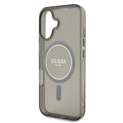 6. Etui Guess IML Glitter Circle MagSafe na iPhone 16 - czarne