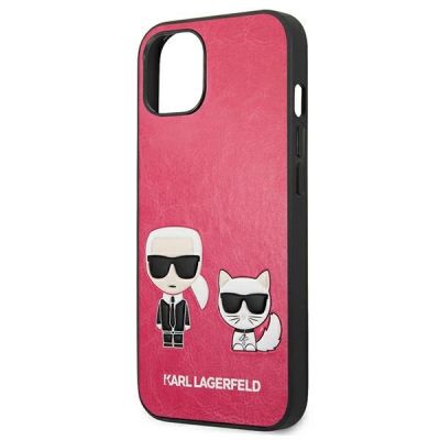 6. Etui Karl Lagerfeld Ikonik Karl&Choupette na iPhone 13 mini - fuksjowe