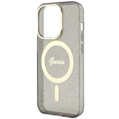 6. Etui Guess Glitter Gold MagSafe na iPhone 14 Pro Max - czarne