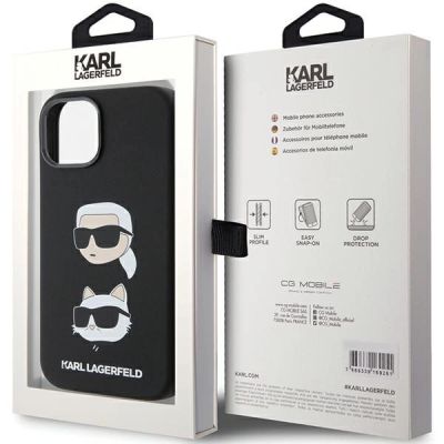 8. Etui Karl Lagerfeld Silicone Karl&Choupette Head na iPhone 15 Plus / 14 Plus - czarne