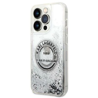 2. Etui Karl Lagerfeld Liquid Glitter RSG na iPhone 14 Pro Max - srebrne