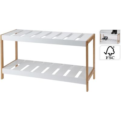 4. PÓŁKA SZAFKA NA BUTY 2 POZIOMY BAMBUSOWA