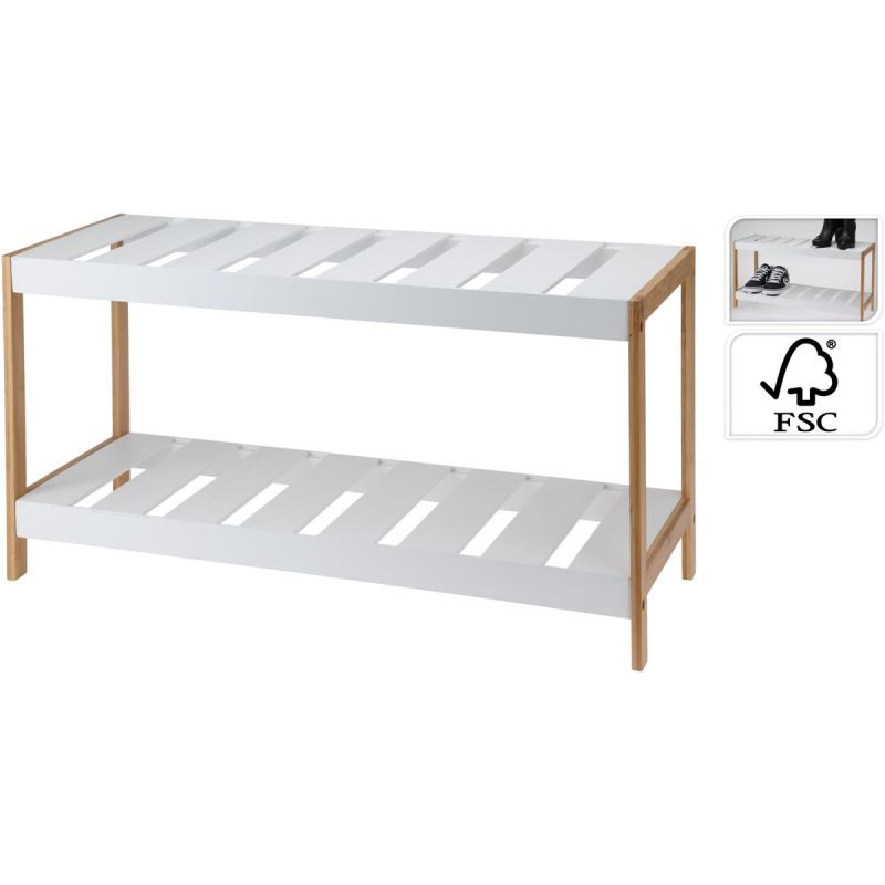 4. PÓŁKA SZAFKA NA BUTY 2 POZIOMY BAMBUSOWA