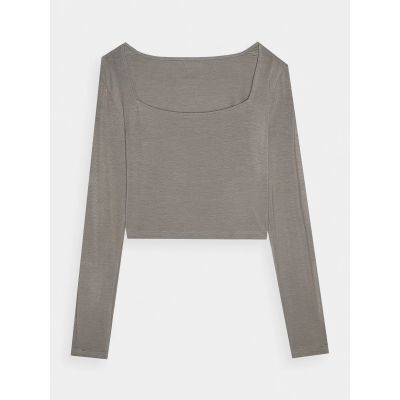 6. Longsleeve slim gładki damski 4F 4FRSS24TLONF499-82S