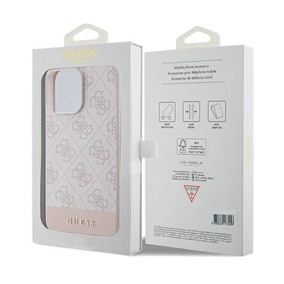 8. Etui Guess 4G Stripe Collection na iPhone 15 Pro Max - różowe