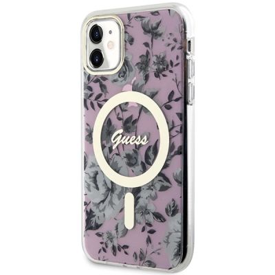 2. Etui Guess Flower MagSafe na iPhone 11 / Xr - różowe