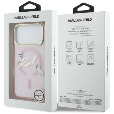 8. Etui Karl Lagerfeld IML Choupettes Karl  Script Logo MagSafe na iPhone 17 Pro - różowe