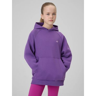 5. Bluza dresowa loose z kapturem dziewczęca 4F 4FJRSS26TSWSF3040-50S