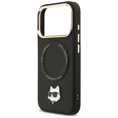 6. Etui Karl Lagerfeld Big Strap Choupette Metal Logo MagSafe na iPhone 17 Pro Max - czarne
