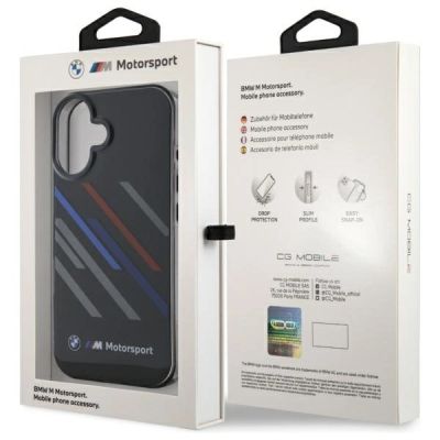8. Etui BMW Motosport IML Random Stripes na iPhone 16 Plus - czarne