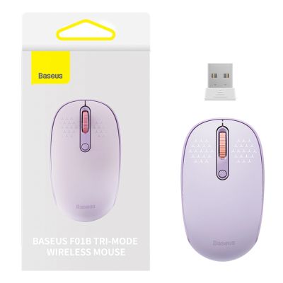 8. Myszka bezprzewodowa Baseus F01B 2.4GHz + Bluetooth 3.0 + 5.0 - fioletowa