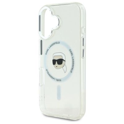 6. Etui Karl Lagerfeld IML Metal Karl Head MagSafe na iPhone 16 Plus - białe