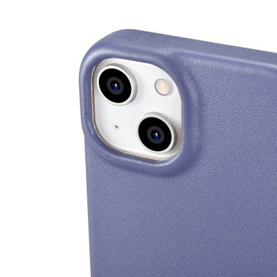 13. iCarer CE Premium Leather Folio Case skórzane etui iPhone 14 Plus z klapką magnetyczne MagSafe jasnofioletowy (WMI14220715-LP)