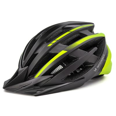 4. Kask rowerowy MTB Wozinsky z odpinanym daszkiem i tylną lampką USB 57-62 cm - czarno-żółty