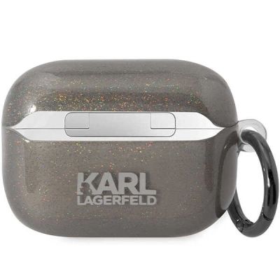 2. Etui Karl Lagerfeld Glitter Karl&Choupette na AirPods Pro 2 - czarne
