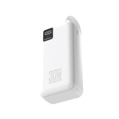 3. Powerbank Wozinsky W8-W 30000mAh 30W 2x USB-A i USB-C z latarką - biały