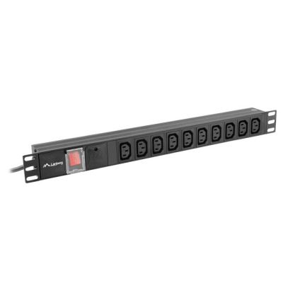 6. Listwa zasilająca Lanberg PDU-10I-0200-IEC-BK (10 gniazd w standardzie IEC320; 10 A; 2m; kolor czarny)