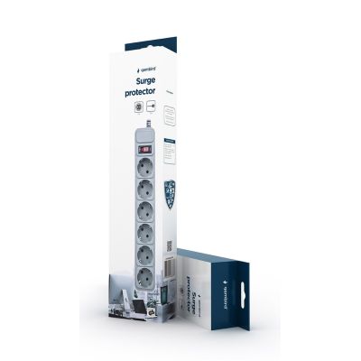 2. GEMBIRD LISTWA ZASILAJĄCA PRZECIWPRZEPIĘCIOWA 6XSCHUKO, 3M, KOLOR SZARY