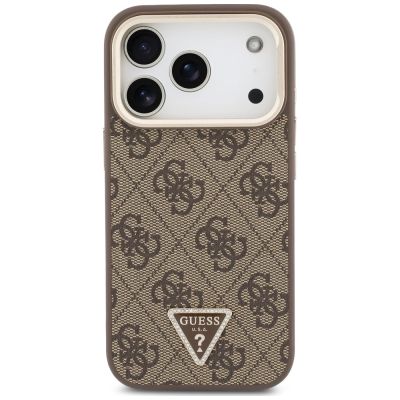 3. Etui Guess 4G PU Triangle Logo & Stand Camera Magsafe na iPhone 18 Pro Max / 17 Pro Max - brązowe