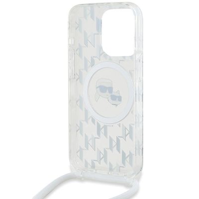 5. Etui Karl Lagerfeld IML Crossbody Monogram Karl & Choupette Head MagSafe na iPhone 15 Pro Max - przezroczyste