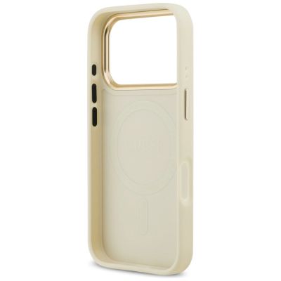 7. Etui Guess Peony Hot Stamp MagSafe na iPhone 17 Pro - beżowe