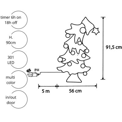 5. FIGURKA DEKORACYJNA CHOINKA 301LED 59CM IP44 LUCA