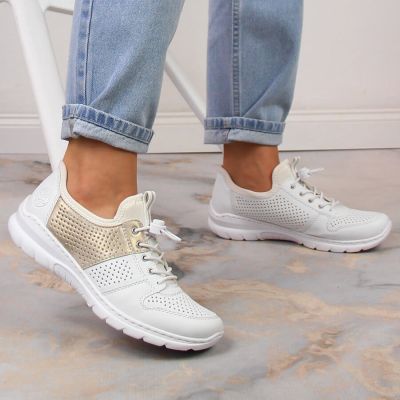 33. Komfortowe półbuty Rieker W L3254-80 białe