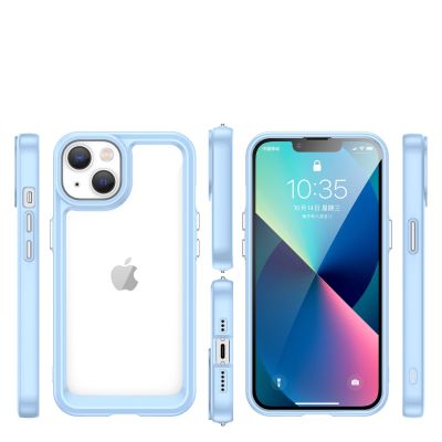 2. Outer Space Case etui iPhone 14 Plus sztywny pokrowiec z żelową ramką niebieski