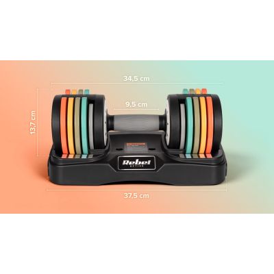 9. REBEL ACTIVE HANTLE ŻELIWNE REGULOWANE AUTOMATYCZNIE, ZESTAW 2X10 KG, SKOK CO 1KG RBA2335