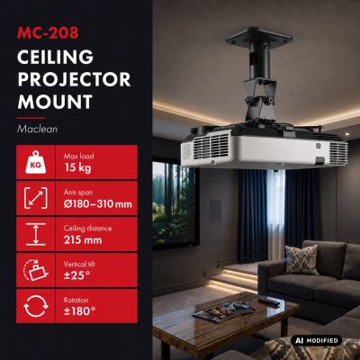 3. MACLEAN WIESZAK SUFITOWY DO PROJEKTORA, STALOWY, 180~310MM, DO 15 KG MC-208 B
