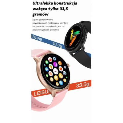 14. Smartwatch Damski GRAVITY GT12-3 Różowy Pasek Silikonowy + Bransoleta Różowe Złoto