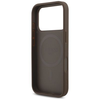 7. Etui Guess 4G Strap Triangle Logo MagSafe na iPhone 17 Pro - brązowe