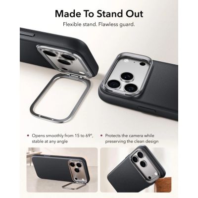 4. Etui ESR Leather Kickstand MagSafe na iPhone 18 Pro Max / 17 Pro Max - czarne