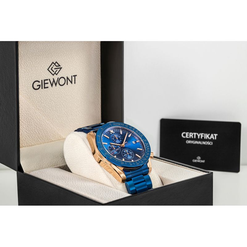 7. Zegarek Męski Giewont Chronograph Sapphire Niebiesko Miedziany GW8720-B5