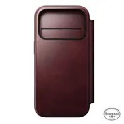 9. NOMAD Modern Leather Folio - skórzane etui do iPhone 17 Pro kompatybilne z MagSafe, skóra Horween (burgundy)