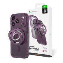 Etui AMAZINGTHING Titan Pro Lens Ring Set na iPhone 18 Pro z osłoną aparatu i ringiem magnetycznym kompatybilne z MagSafe - fioletowe