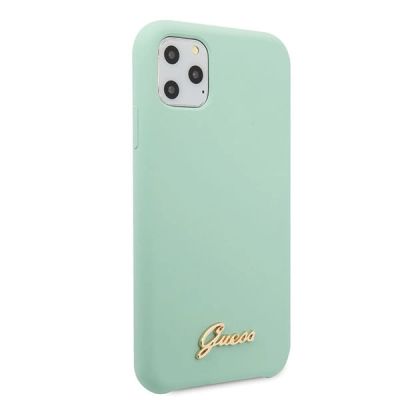 5. Etui Guess Silicone Vintage Gold Logo na iPhone 11 Pro Max - zielone