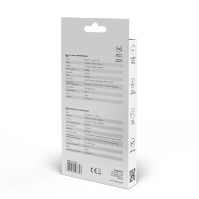 2. SAVIO AK-54 HUB USB-C - 4 X USB-A, SZARY