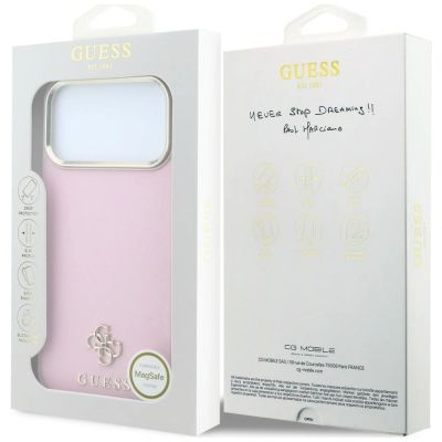 8. Etui Guess Saffiano Small 4G & Classic Logo MagSafe na iPhone 18 Pro / 17 Pro - różowe