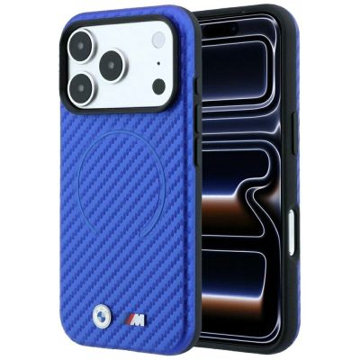 Etui BMW M Carbon Printed Ring MagSafe na iPhone 17 Pro Max / 18 Pro Max - niebieskie