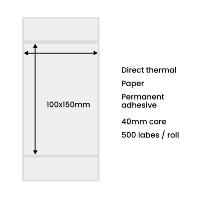 2. Etykiety termiczne 100x150mm (500 sztuk) - białe