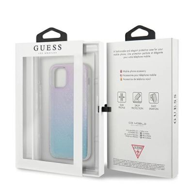 8. Etui Guess 4G 3D Pattern Collection na iPhone 12 mini - niebiesko-różowe