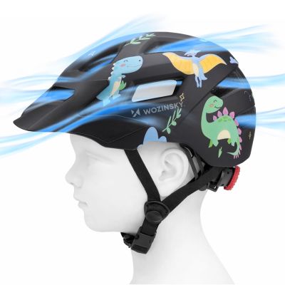 7. Kask rowerowy dziecięcy MTB Wozinsky z odpinanym daszkiem 48-52 cm - czarny
