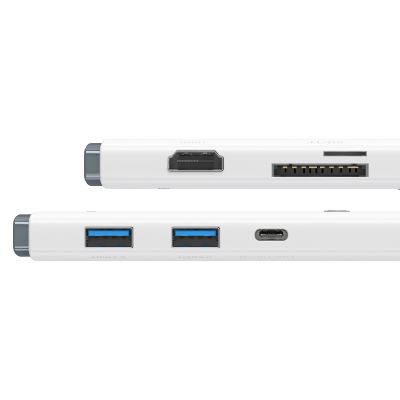 3. Baseus Lite Series wielofunkcyjny HUB USB Typ C - 2 x USB 3.0 / USB Typ C PD / HDMI 1,4 / SD/TF biały (WKQX050102)