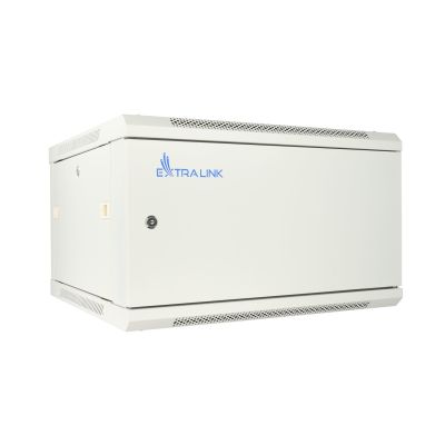 15. Extralink Szafa rack 6U 600x600 ASP Szara montowana na ścianie, drzwi blaszane pełne