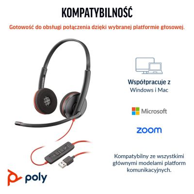 81. Słuchawki Poly Blackwire 3220 Stereo USB-C Black Headset +USB-C/A Adapter (Bulk) 8X2J9A6